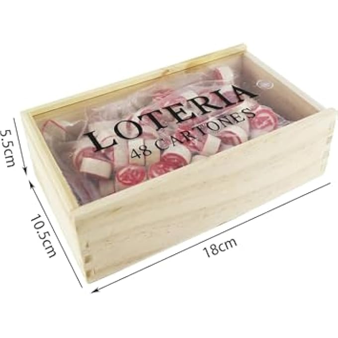 rayihni BINGO GAME TRADITIONAL LOTTERY 48 CARDS 90 2-SIDED NUMBERED TILES WOODEN STORAGE BOX - Image 4